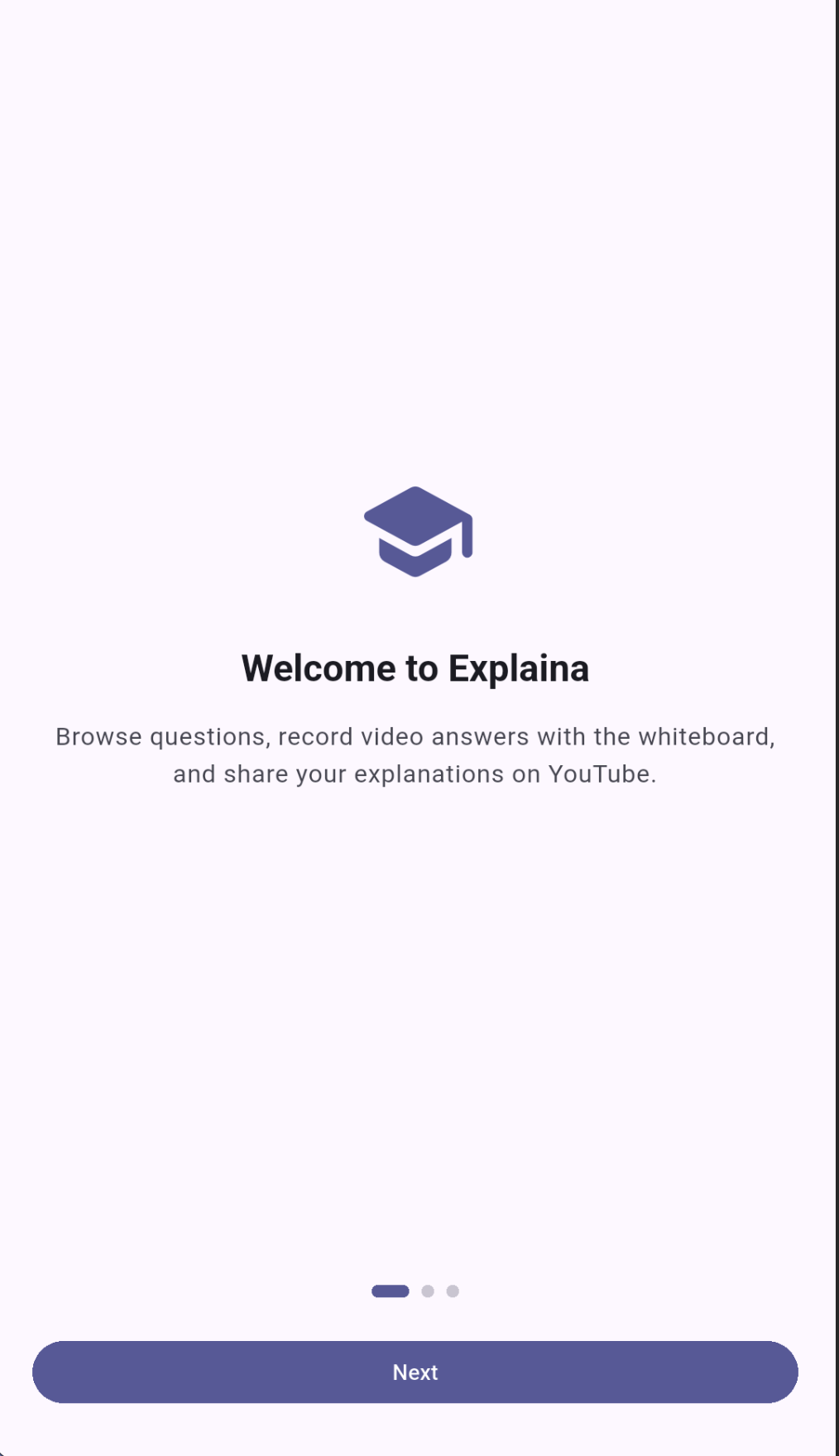 Welcome screen