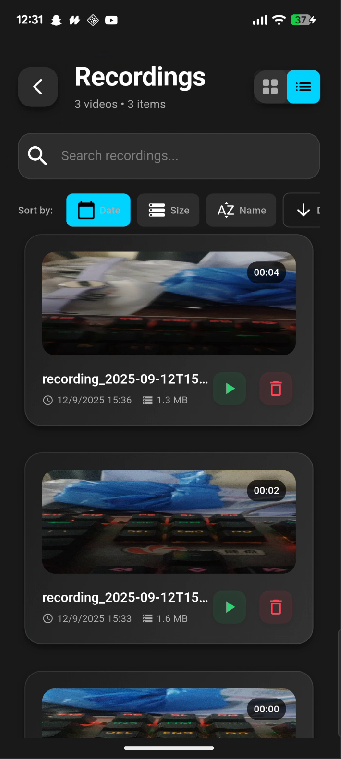 Saved recordings